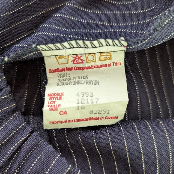 Vintage High Waist Striped Navy Pantsuit - Picture 3 of 3